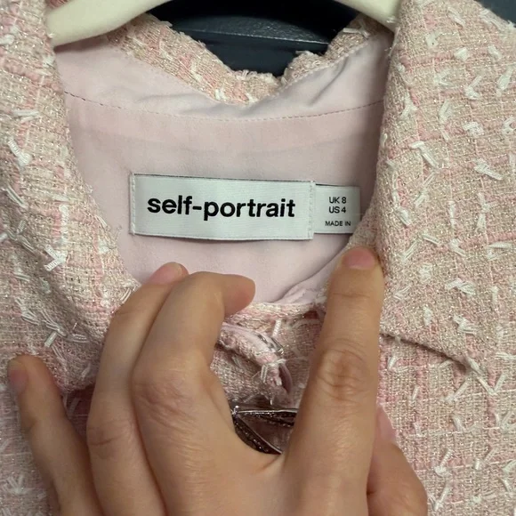 Self-Portrait Pink Boucle Midi Dress - Picture 5 of 9